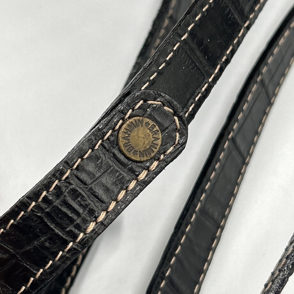 Vtg BRAHMIN Cheetah Print Calf Hair Black Italian Leather Croc Purse Bag 90's - Picture 13 of 14
